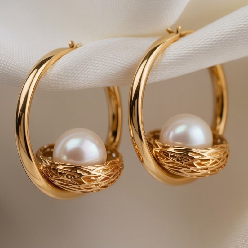 Exquisite Bird's Nest Earrings with Shiny Beads